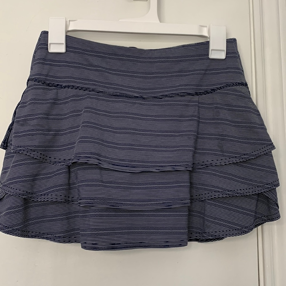 Athleta Navy Striped Tennis Skirt